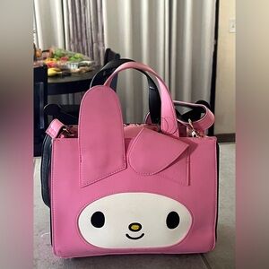 Sanrio My Melody and Kuromi pink and black Tote Bag with Bow and Ear Accents